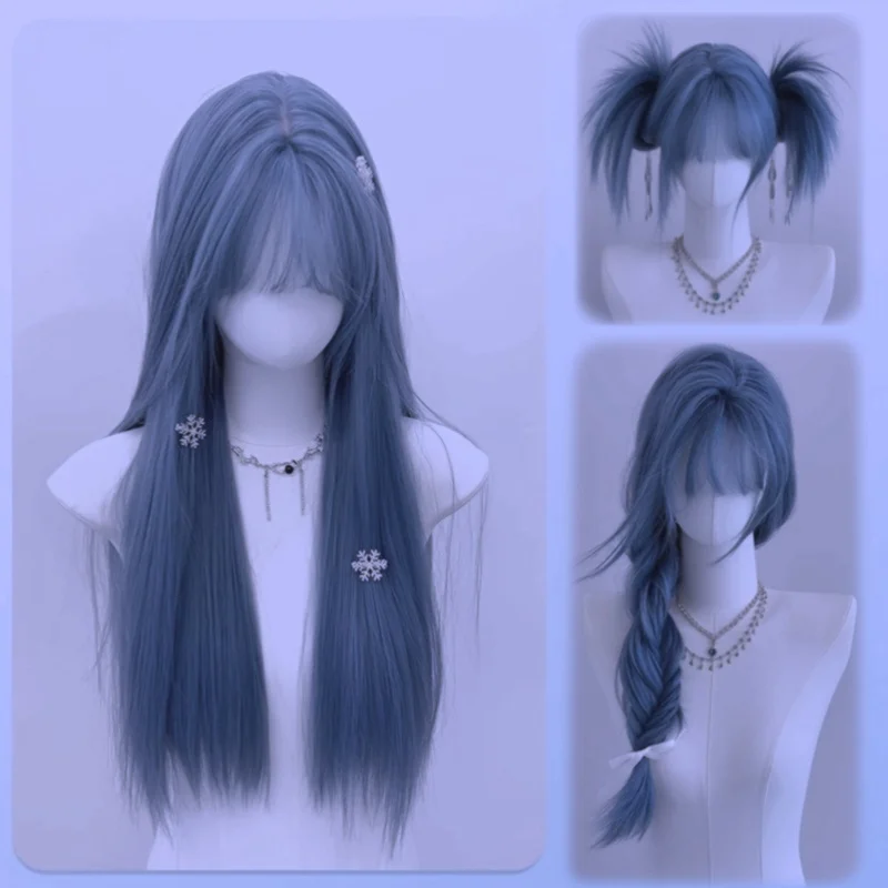 Braiding Hair Kanekalon - Blue Bangs Long Straight Mixed Color