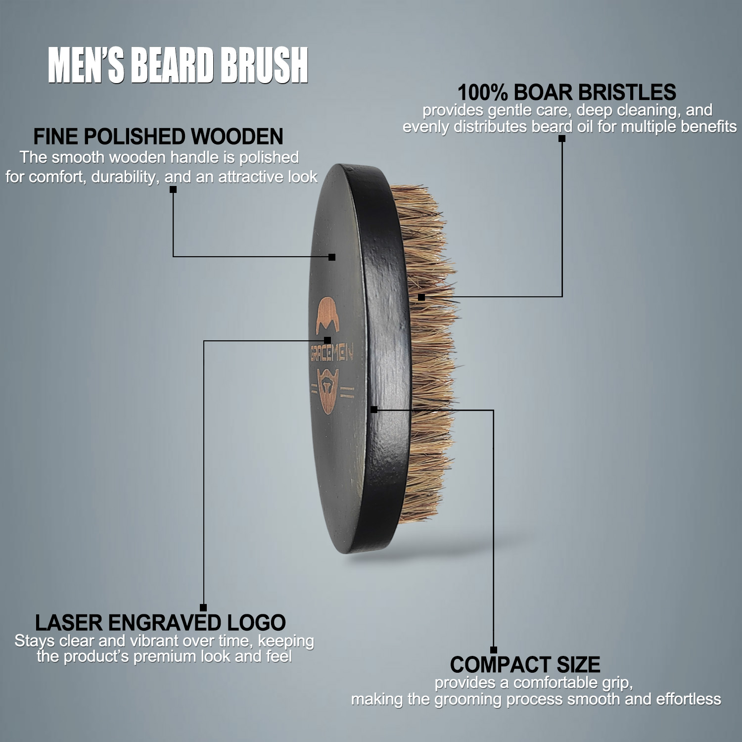 Gracemen Beard Brush - Natural - đánh giá và giá Hair Care For Men