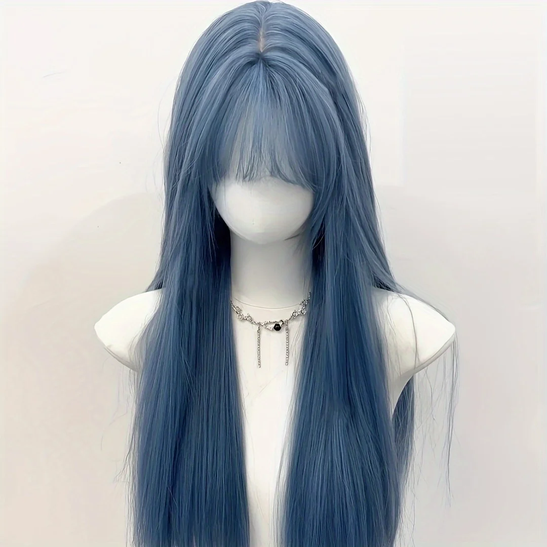 Blue Bangs Long Straight Mixed - đánh giá và giá Braiding Hair Kanekalon