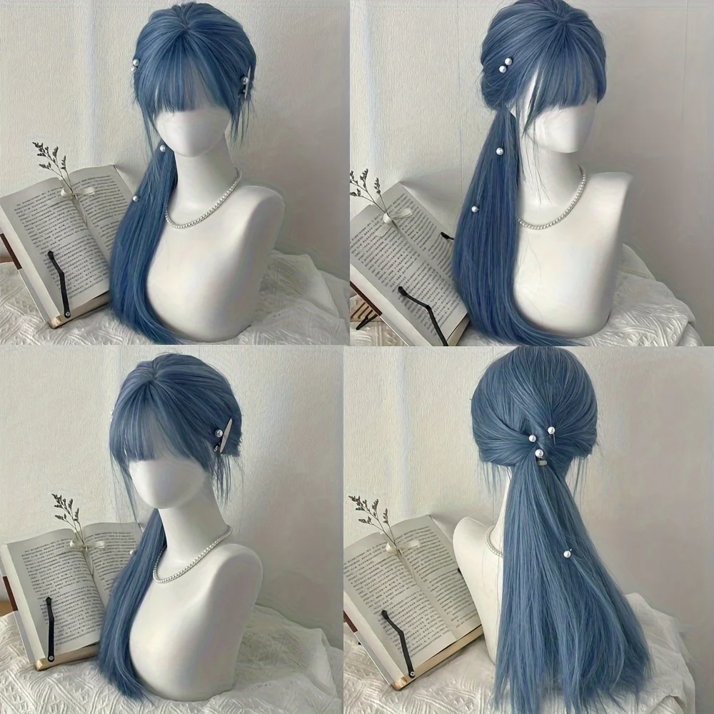 Blue Bangs Long Straight Mixed - đánh giá và giá Braiding Hair Kanekalon